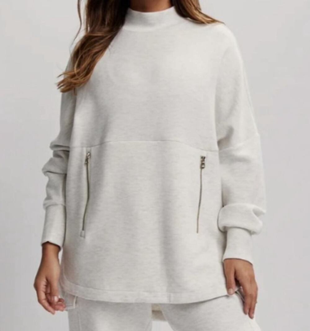 VARLEY Ivory Marl Bay Sweatshirt Oversized Fit XS